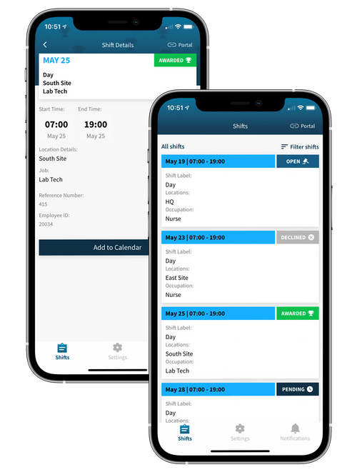Automated Shift Filling mobile view